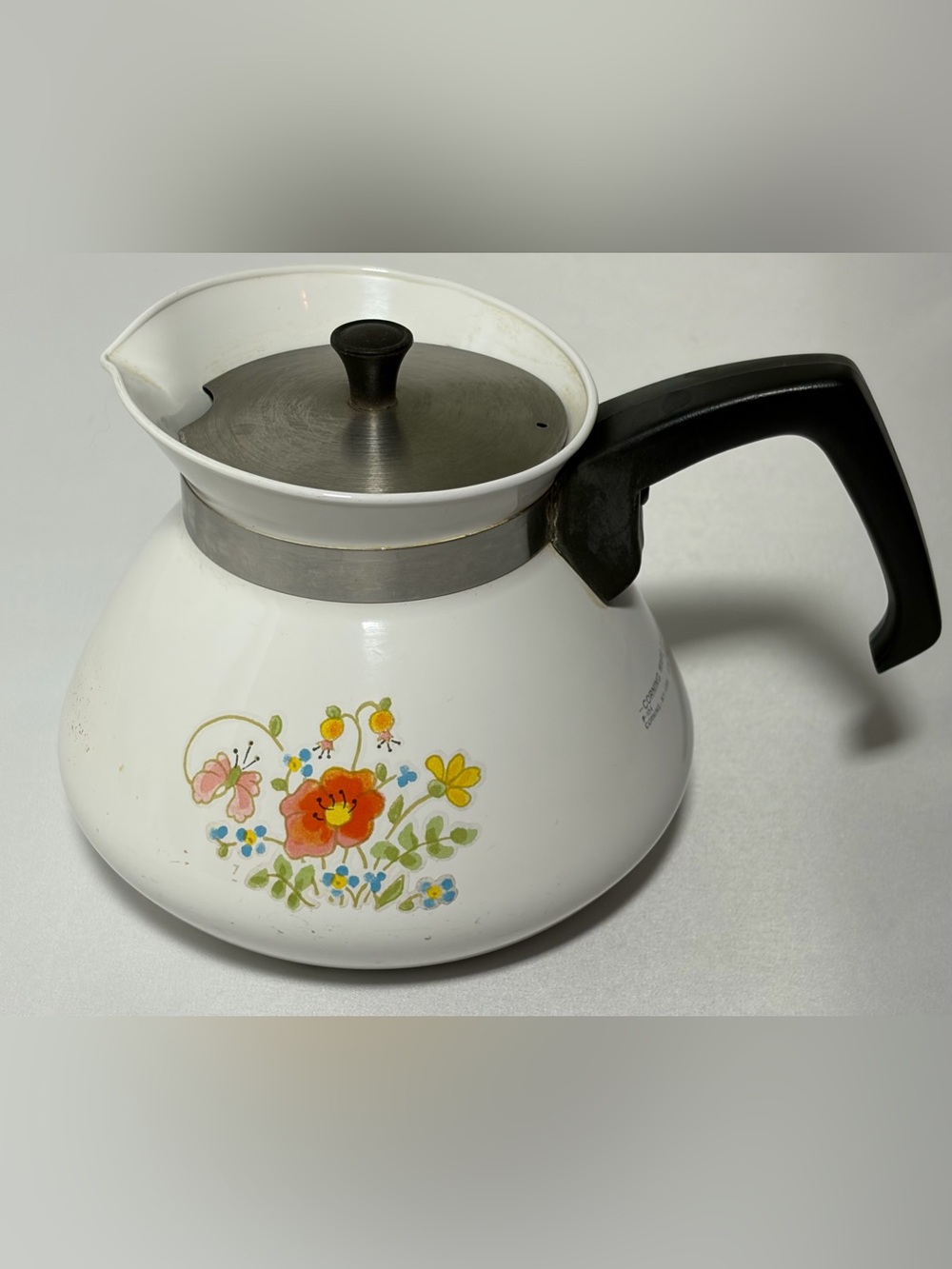 Vintage CorningWare Wildflower 6 Cup Teapot Coffee With Lid American Retro Good